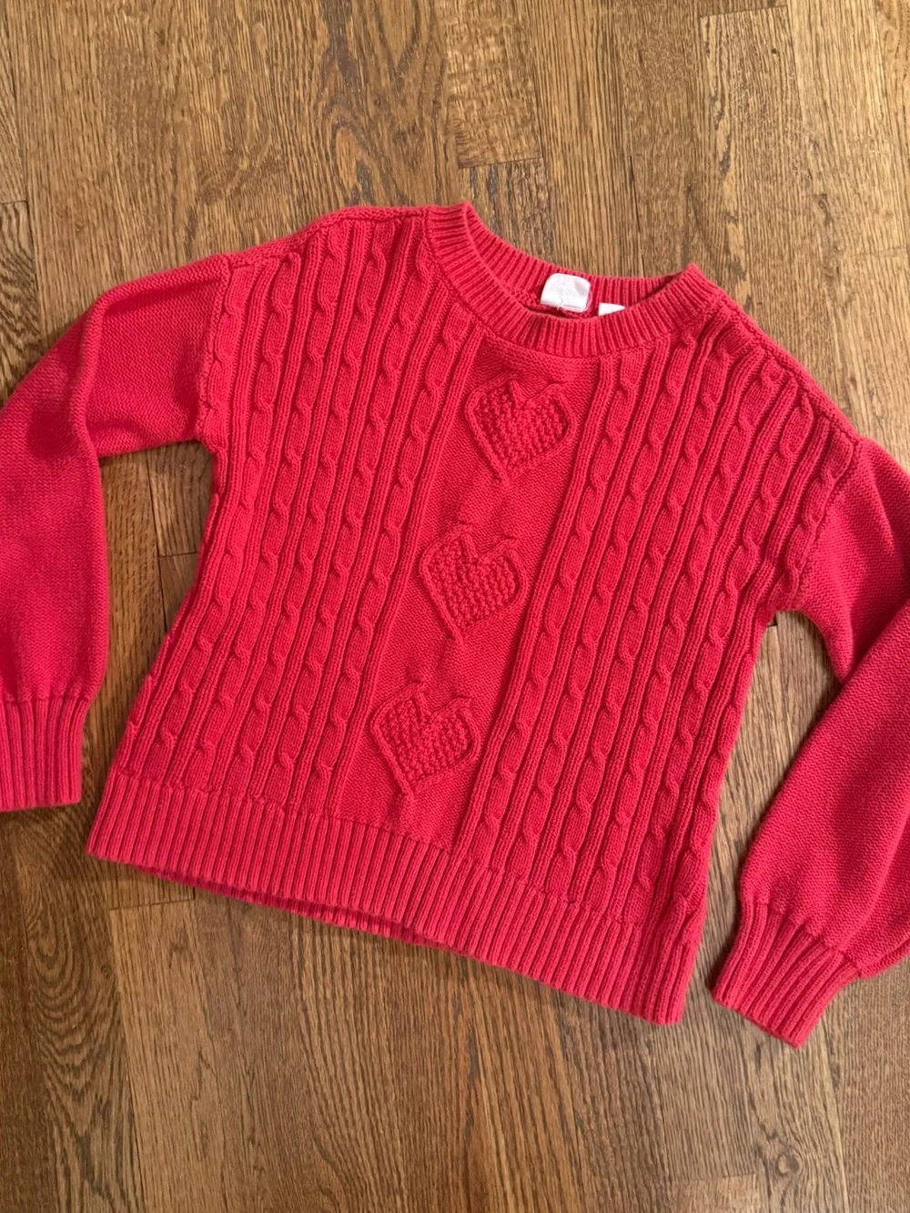 GAP Red Cable Knit Sweater with Heart Motifs